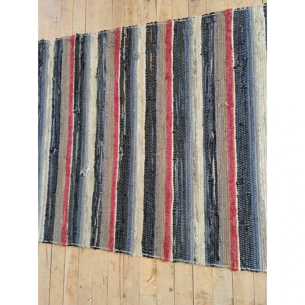 Antique Imported‎ Swedish Hand Made Rag Rug Runner (31.5